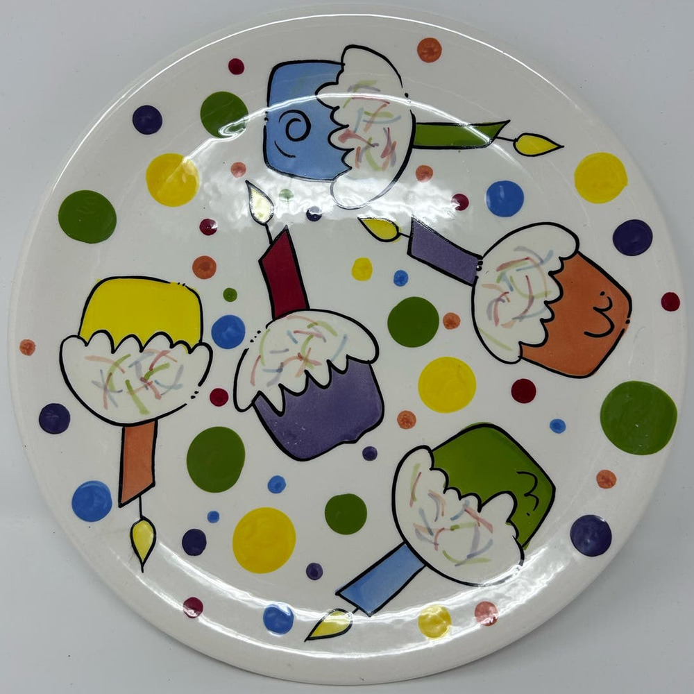 Magnolia Lane Collection Happy Birthday Cupcake Plate 11 1/2"‎ Diameter